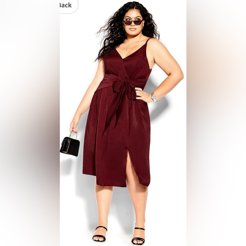 City Chic One Shoulder Burgundy Dress